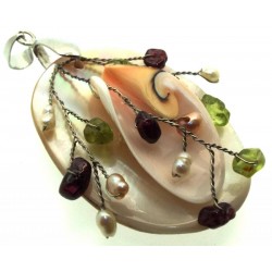 Hand Crafted Natural Pearl and Gemstone Pendant